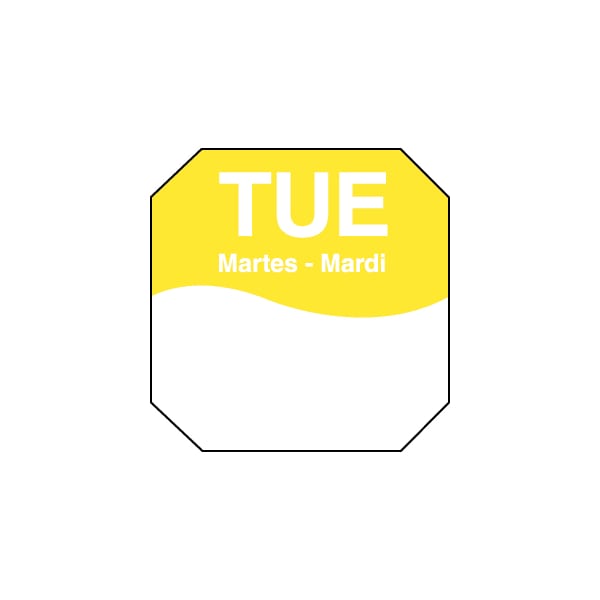 Removeable Adhesive 1"x1" Octagon Tuesday Triling Label, PK12000